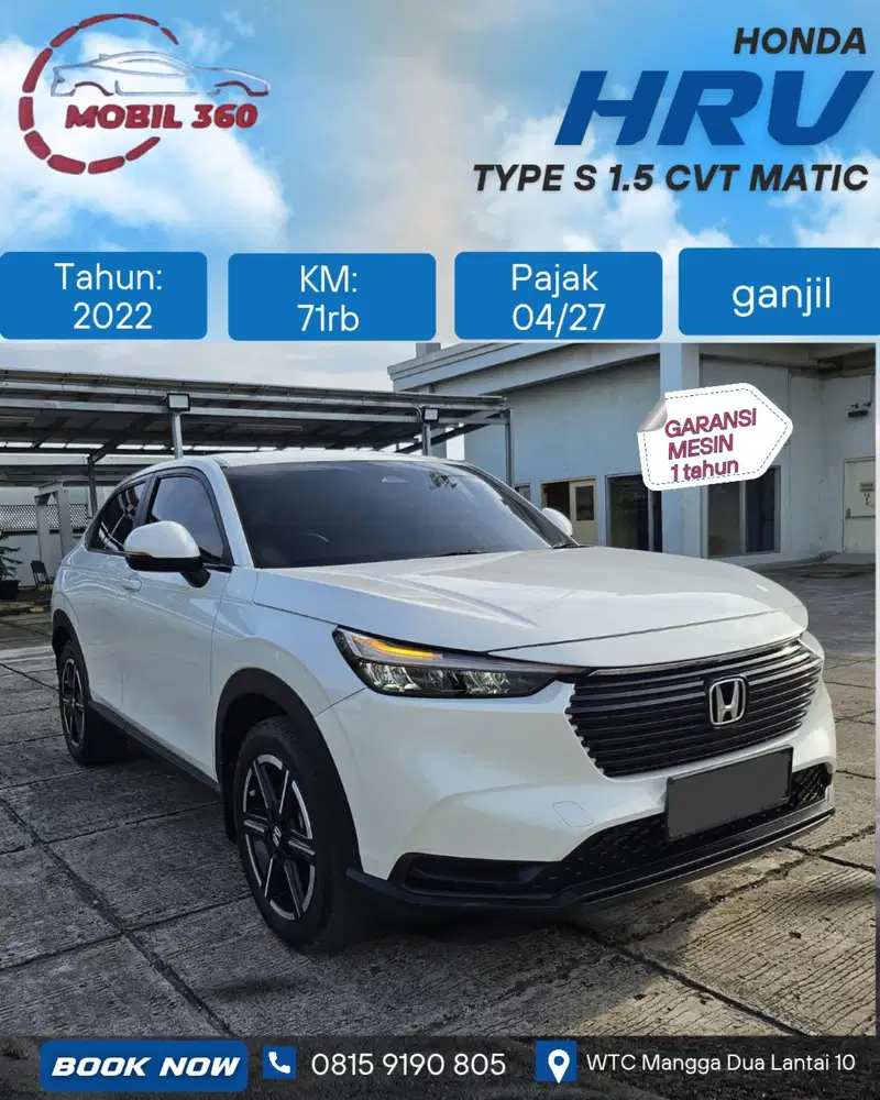 Honda HR-V SE 1.5 cvt matic tahun 2022 warna putih