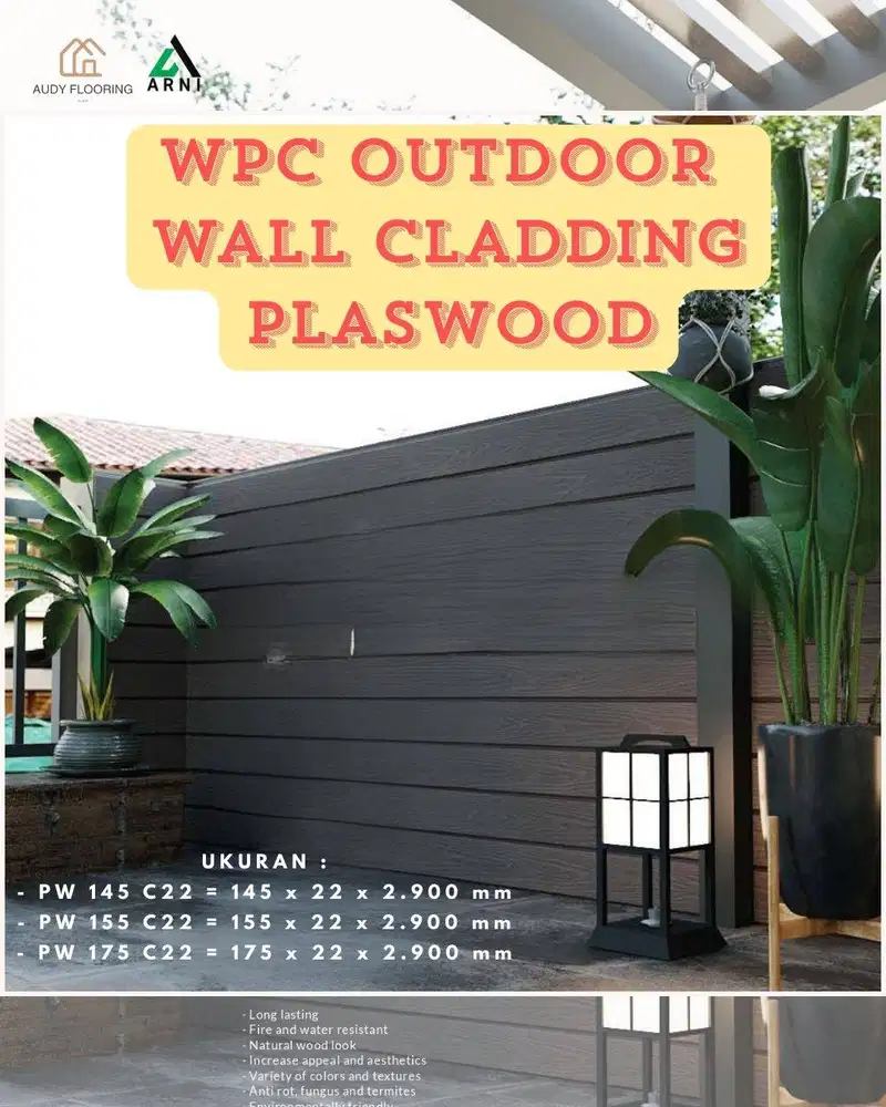 WPC Outdoor Wall Cladding Plaswood Motif Kayu | WPC Dinding Outdoor pa