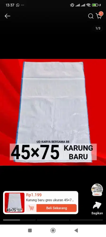 Karung bekas pasir ukuran 45x75