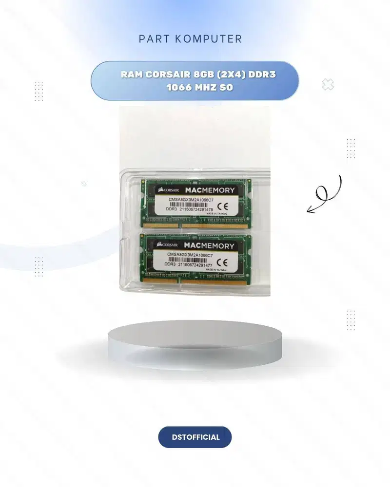 RAM Corsair 8GB (2x4) DDR3 1066 MHz SODIMM Mac Memory Laptop