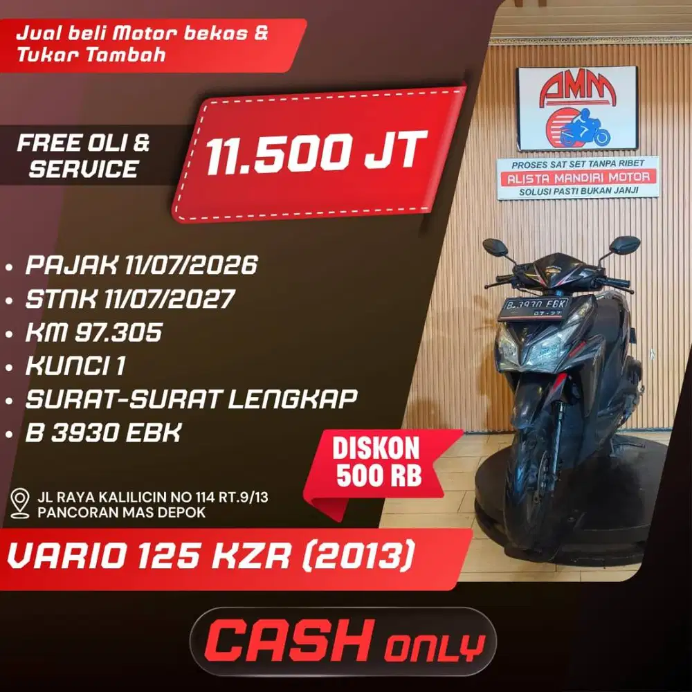 VARIO 125 KZR 2013 PAJAK HIDUP CC 0% KREDIVO INDODANA GOPAYLATER