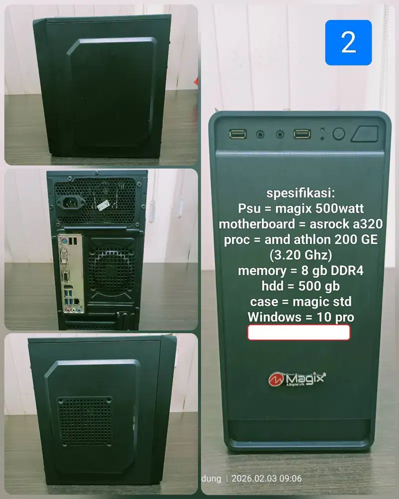 Komputer CPU only AMD athlon 200 GE DDR4