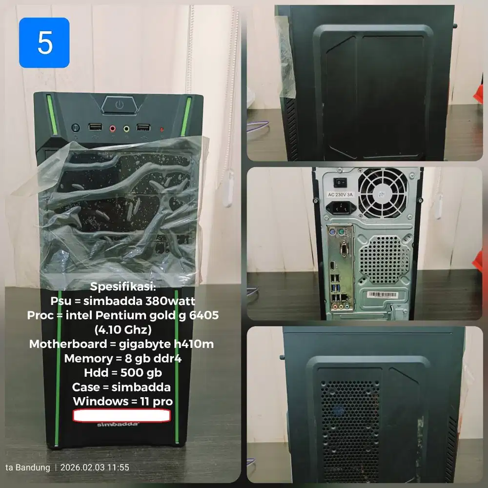 Komputer CPU only intel pentium gold g 6405 DDR4