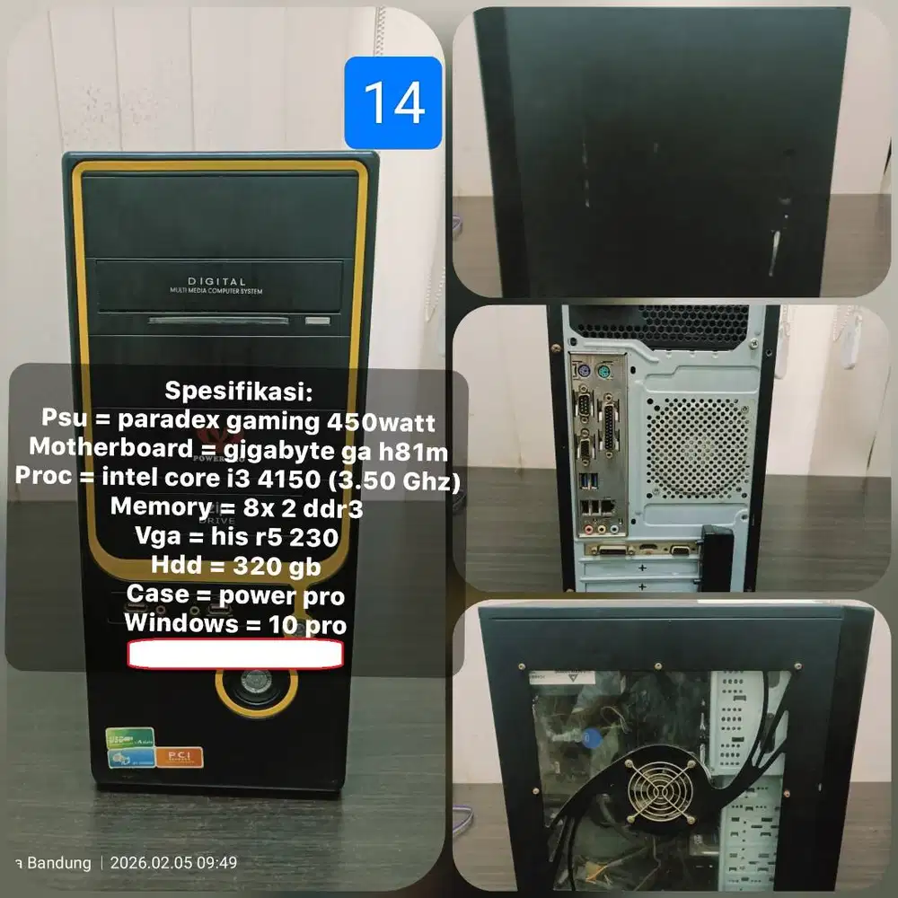 Komputer CPU only intel core i3-4150 DDR3