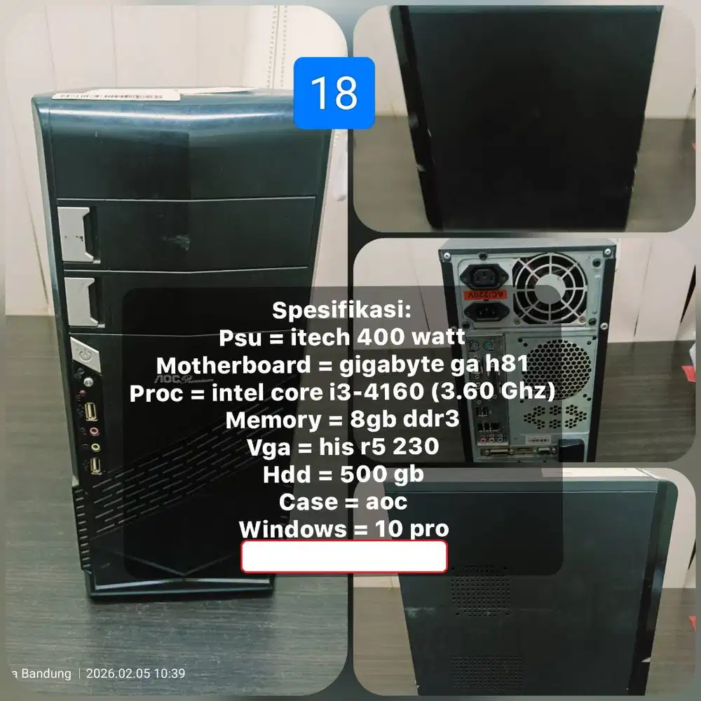 Komputer CPU only intel core i3-4160 DDR3