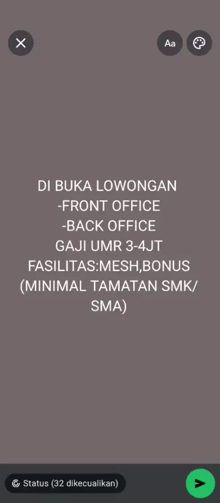 DI BUTUH KAN KARYAWAN FRONT OFFICE DAN BACK OFFICE DAERAH MEDAN