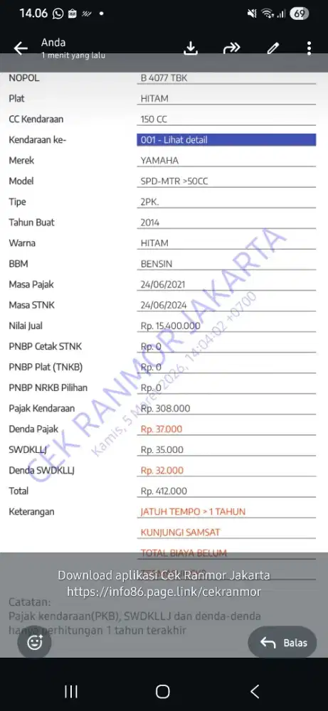 Yamaha R15 tahun 2014