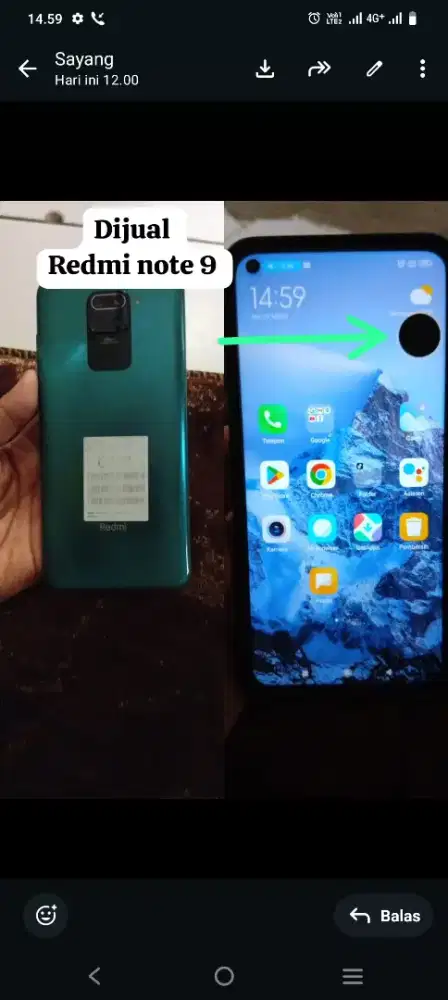 Dijual HP redmi not 9