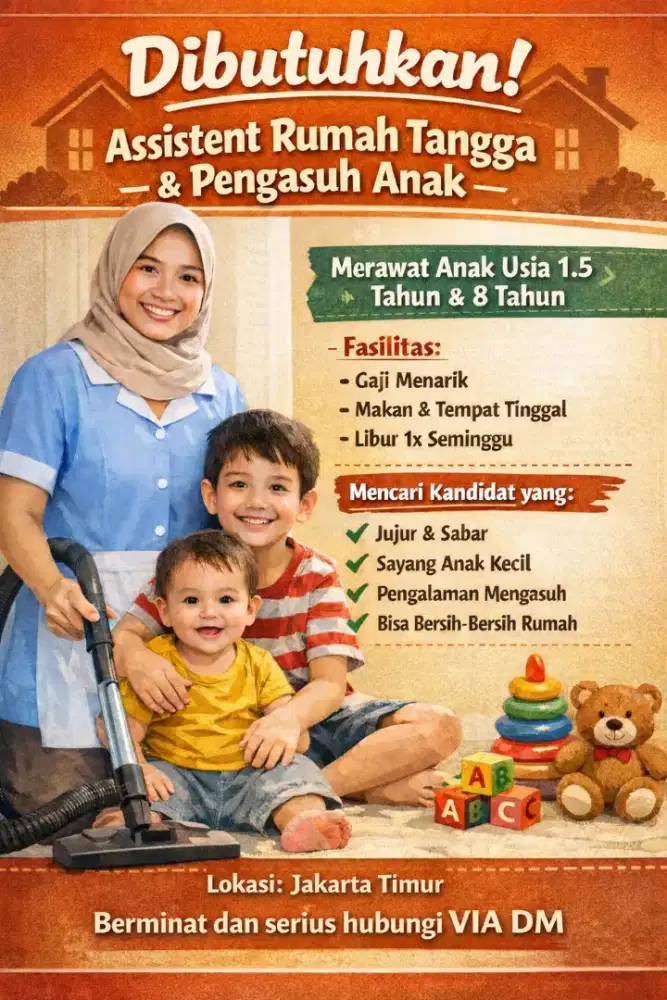 Dibutuhkan ART Sekaligus Pengasuh Anak
