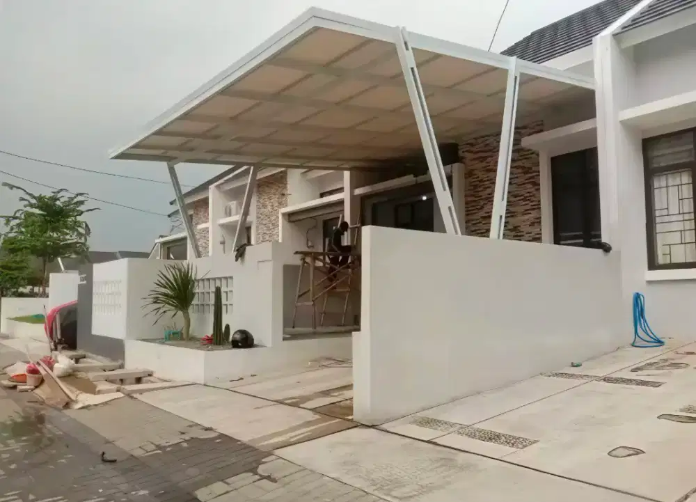 Kanopi rangka baja ringan atap alderon