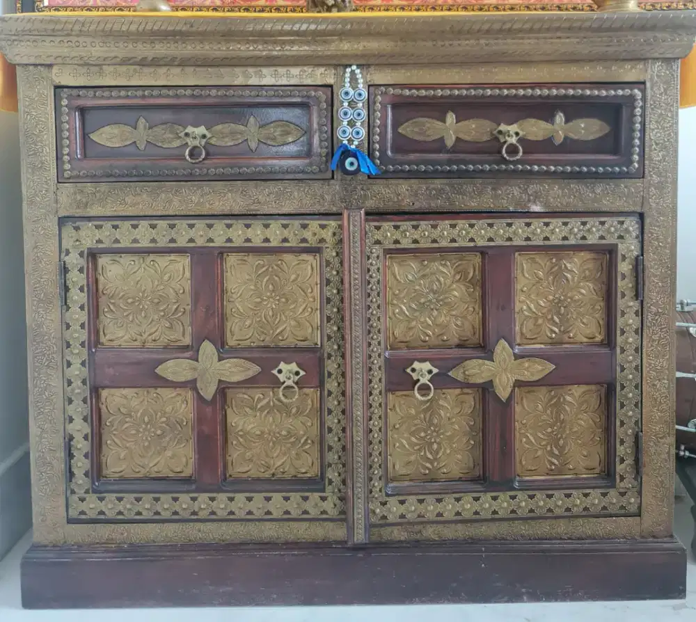 Wooden  Almirah Antique Brass Work