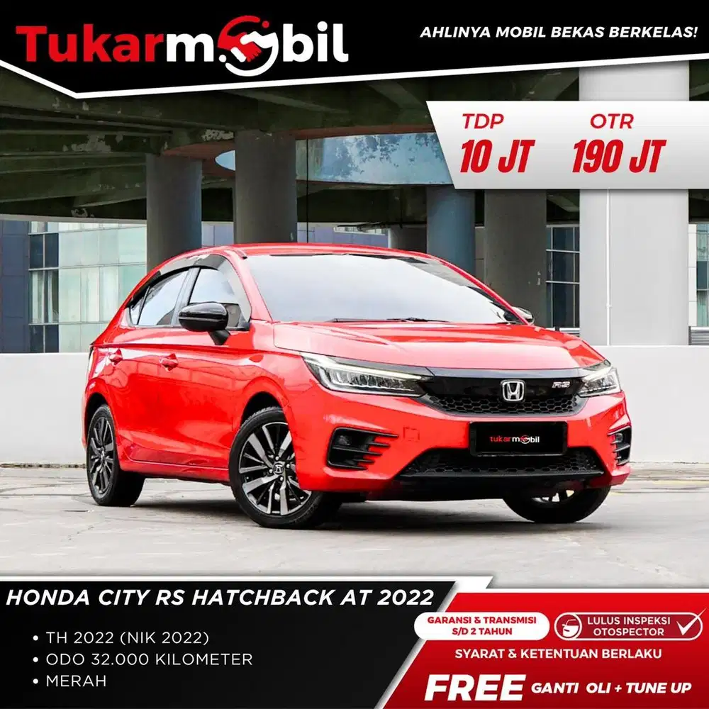 [BERGARANSI] HONDA CITY RS HATCHBACK MATIC TAHUN 2022 MERAH GENAP