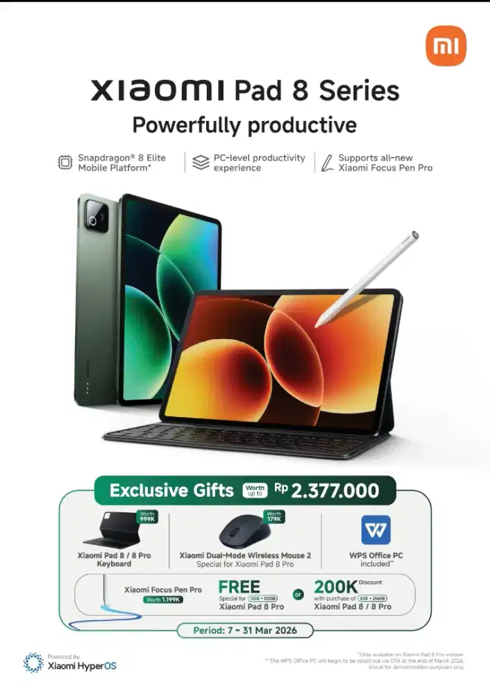 Xiaomi Pad 8/8 Pro Include Keyboard, WPS Office PC level