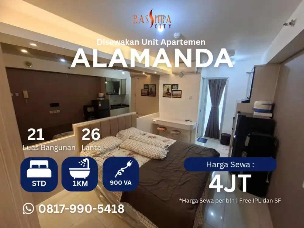 Sewa studio furnished tower Alamanda apartemen Bassura City