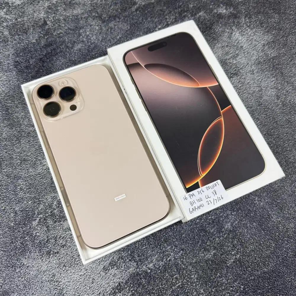 Iphone 16 Pro Max 256GB Dessert Garansi 23/07/2026 BH 100 CC 38 Ibox
