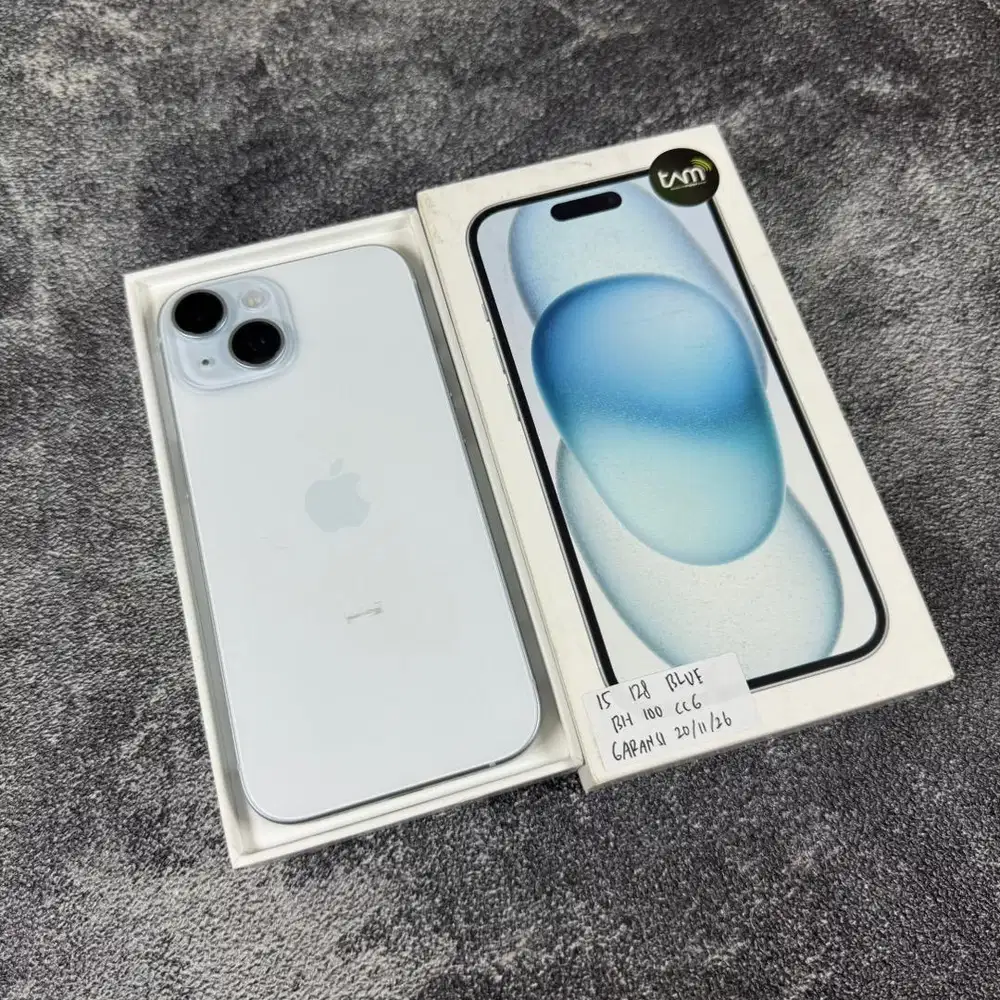 Iphone 15 128GB Blue Garansi 20/11/2026 BH 100 CC 6 Ibox