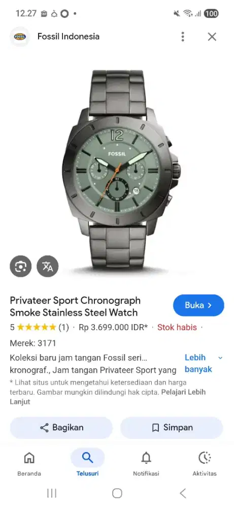FOSSIL CHRONOGRAPH STAINLESS STEEL