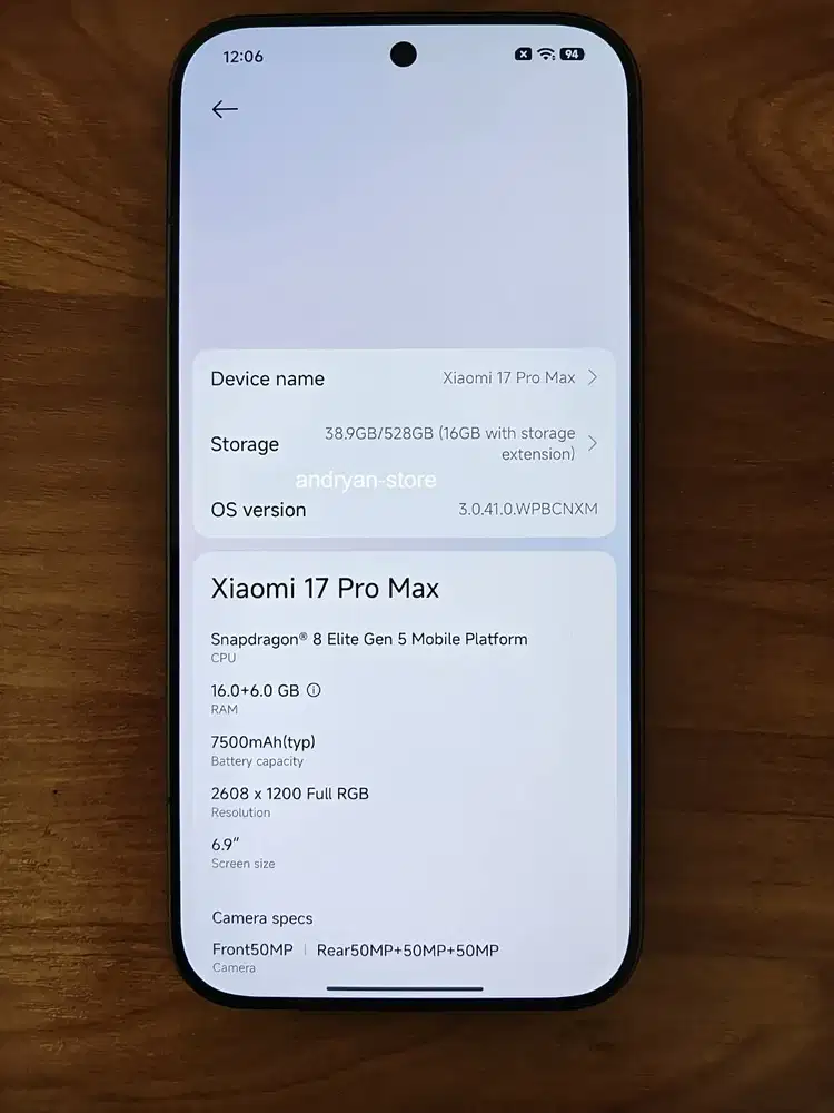 Xiaomi 17 Pro Max 16/512GB Black – Like New – Fullset – IMEI Aman – CO