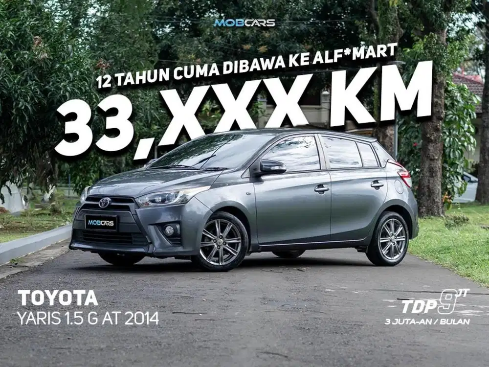 LOW KM! ANGSURAN 3JUTAAN! YARIS 1.5 G AT 2014 ABU-ABU METALIK MOBCARS