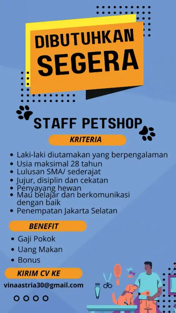 Lowongan kerja petshop/klinik hewan