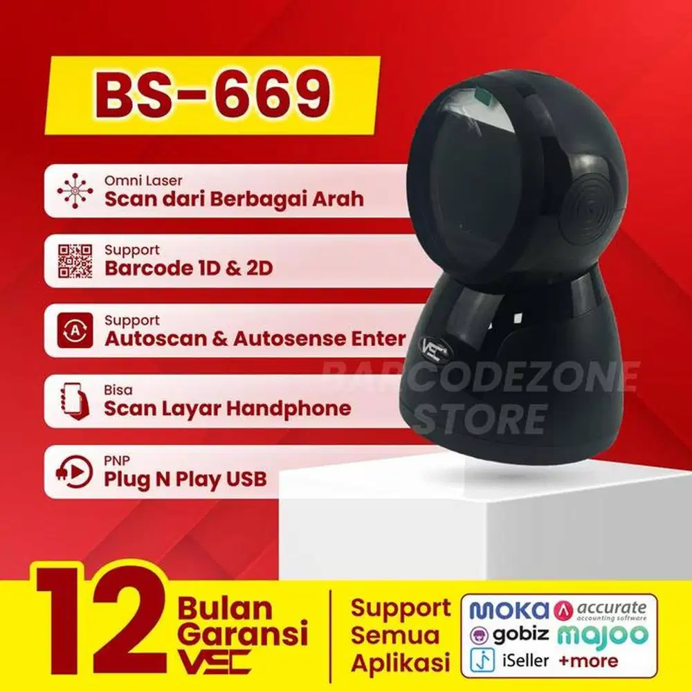 BARCODE SCANNER VSC BS-8669 OMNI 2D USB AUTO SCAN Baru