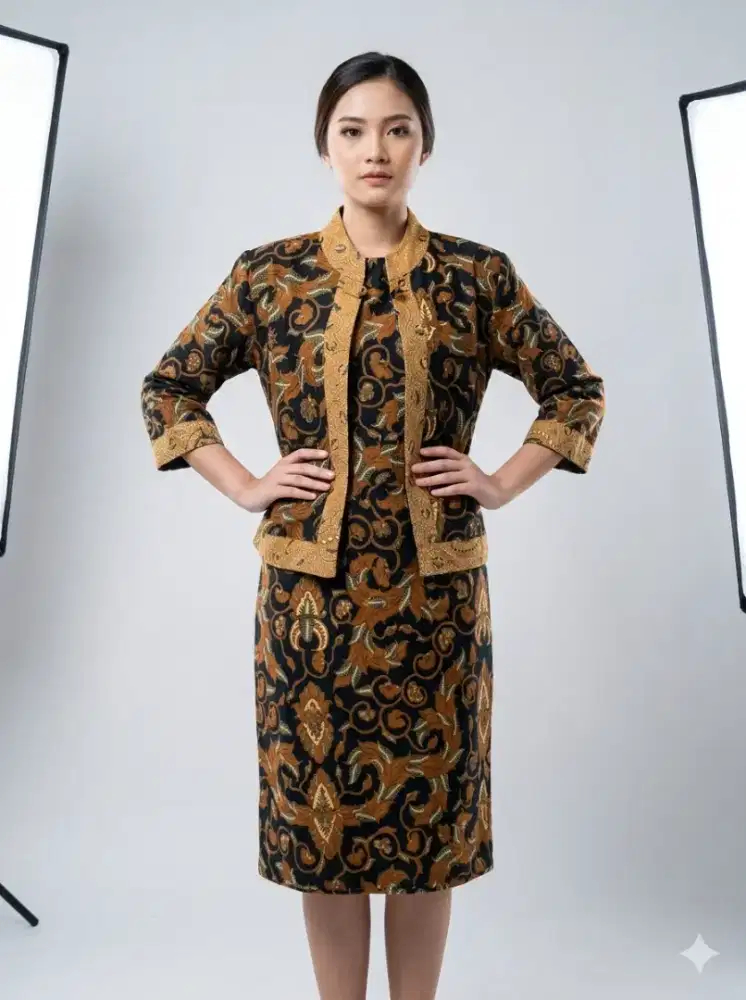 Setelan Dress dan Bolero Batik
