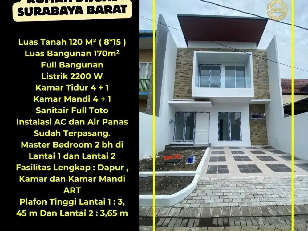 TURUN HARGA!! DIJUAL RUMAH 2 LANTAI BARU GRESS - SIAP HUNI DI BUKIT PALMA CITRALAND SURABAYA
