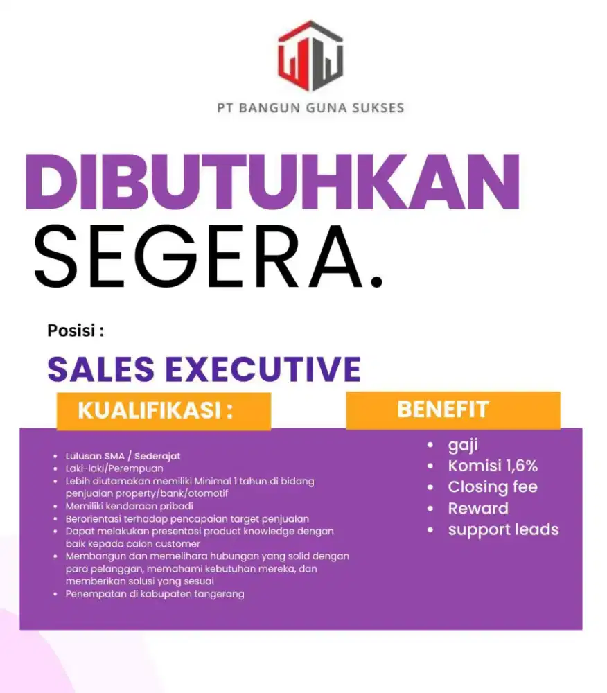 Lowongan sales perumahan subsidi di tangerang