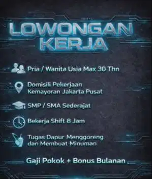Lowongan Kerja F&B Kemayoran - Cempaka Putih Pria / Wanita Max 30th