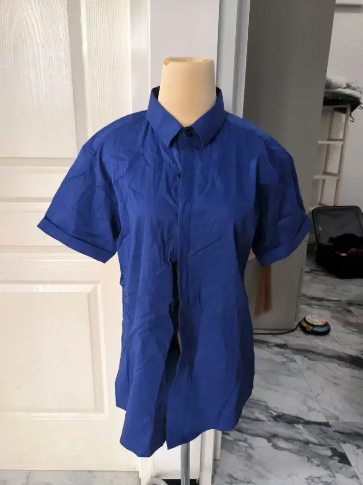 Kemeja Pria Kengo Lengan Pendek Biru