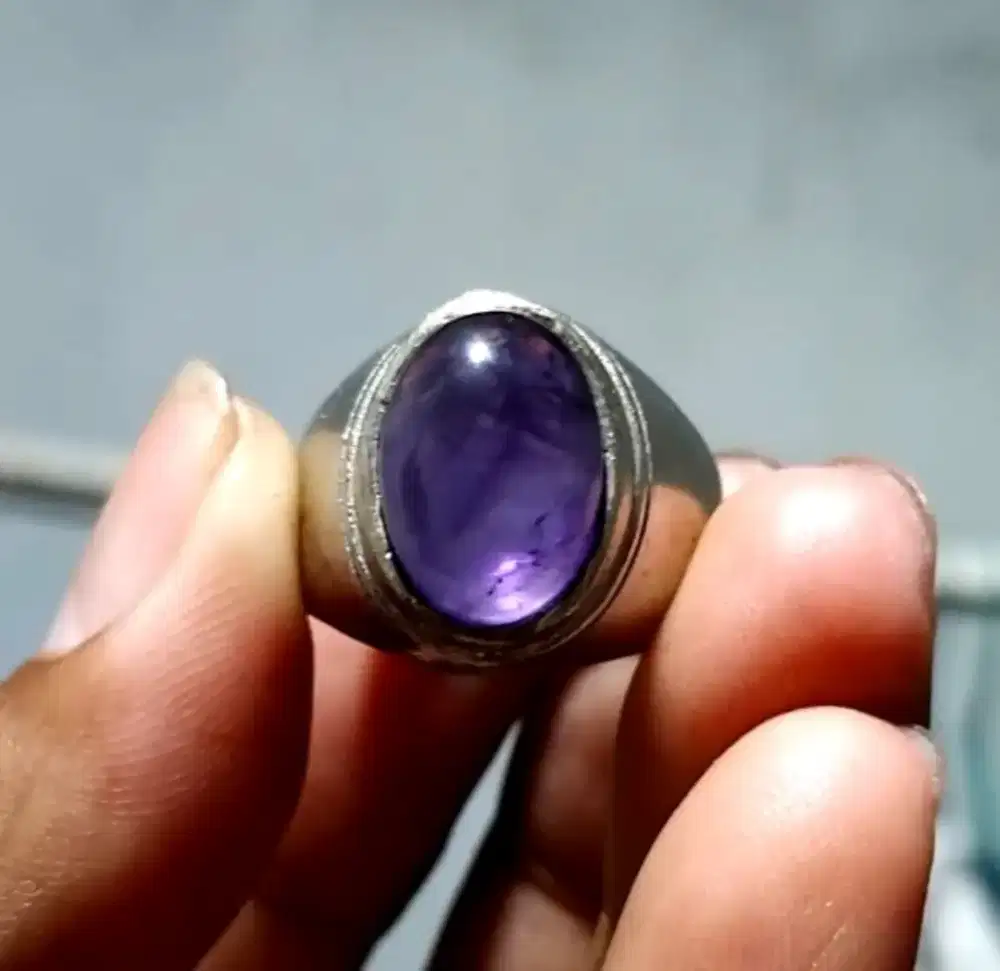 Batu cincin kecubung ungu kalimatan natural