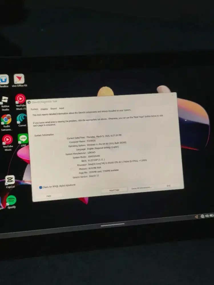 Lenovo Thinkpad X1 i5 GEN 8 , 8/256 SSD