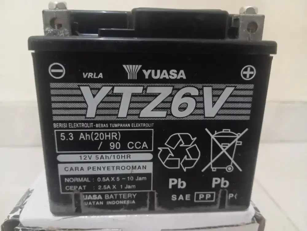 Aki Motor Yuasa YTZ6V 12V 5Ah Original – Siap Pakai, Starter Enteng!