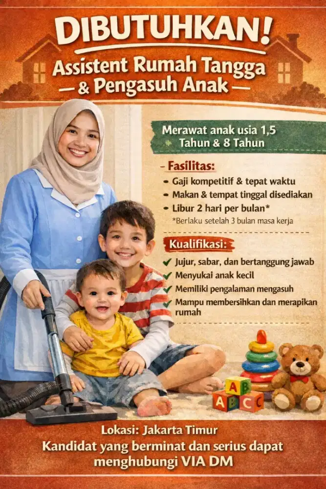 Dibutuhkan ART Sekaligus Pengasuh Anak