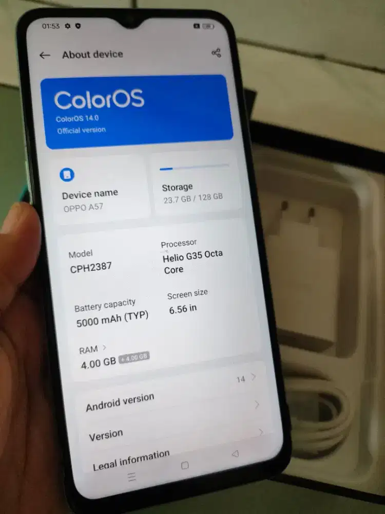 Oppo a57 ram 4/128 fullset