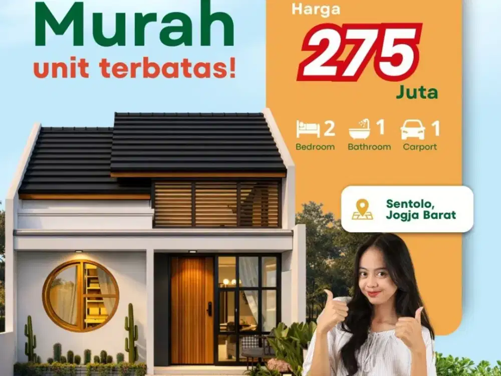 Kesempatan Langka! Rumah Siap Huni di Sentolo Kulon Progo Harga Promo Mulai 275 Juta, Cocok untuk Hunian atau Investasi