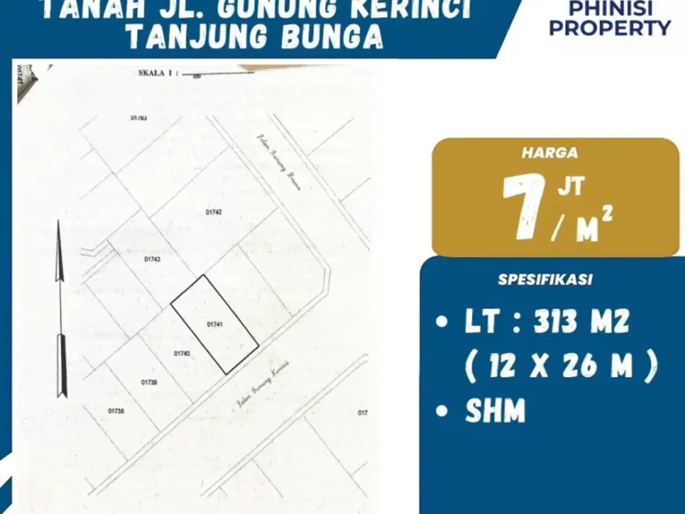 DIJUAL Tanah Kavling Jalan Gunung Kerinci Tanjung Bunga