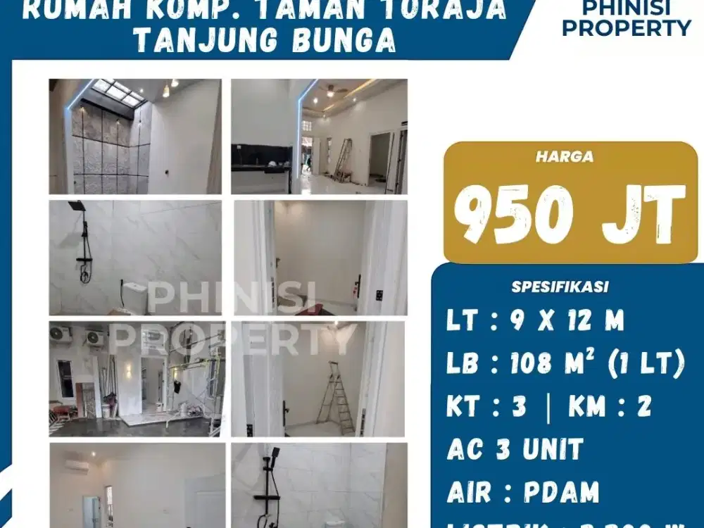 DIjual Rumah Baru 3 Kamar di Taman Toraja Tanjung Bunga