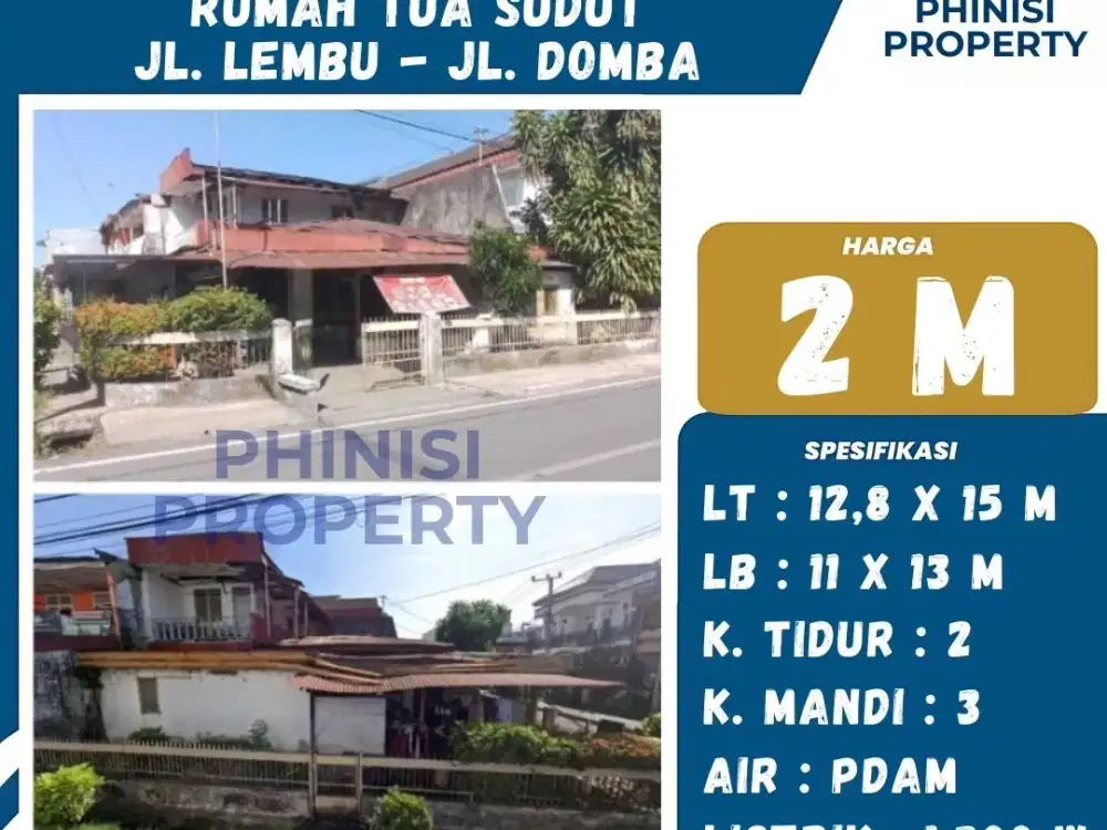 Dijual Rumah Tua Sudut jalan Domba & Jalan Lembu