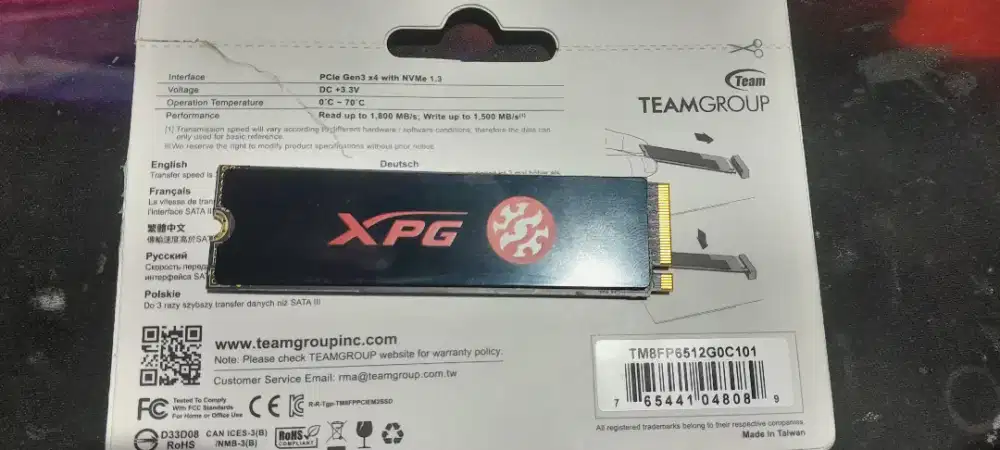 Ssd Nvme adata xpg 256gb