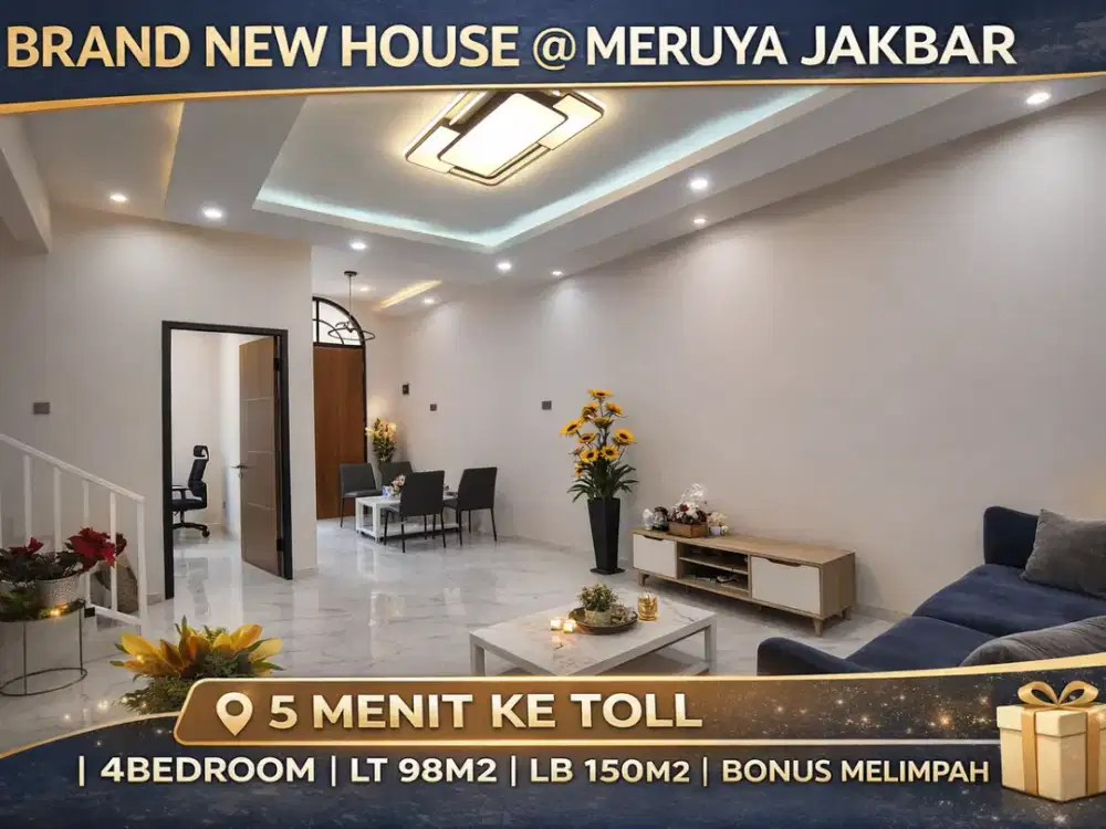 Brand New House Meruya Jakbar – Konsep Villa Bali, 4BR, 5 Menit Tol JORR