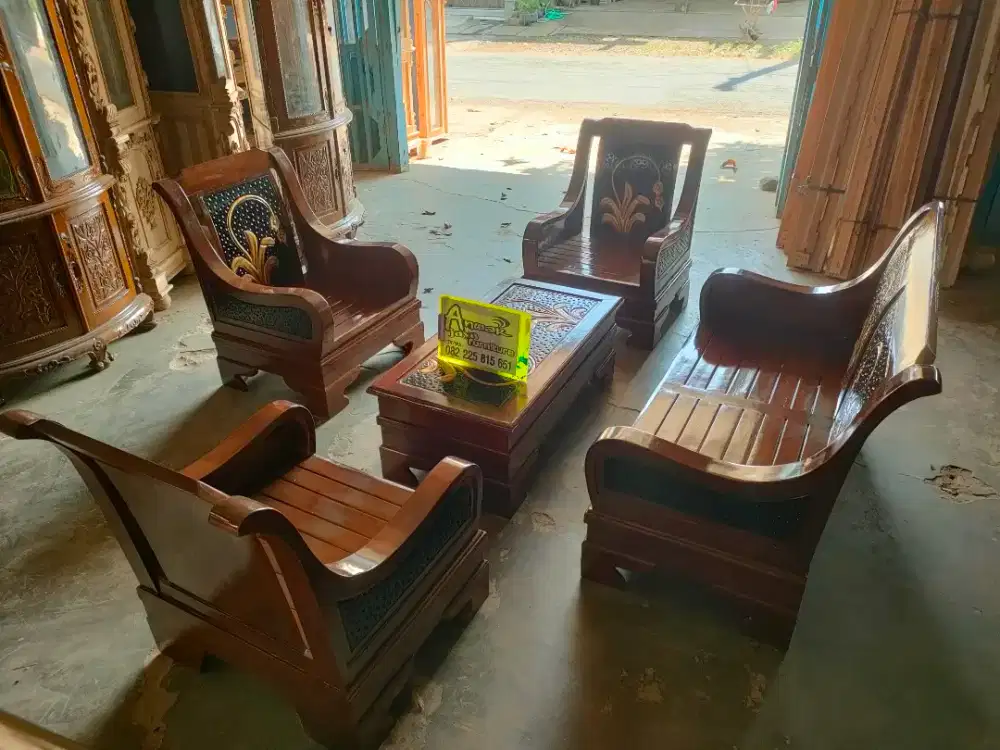 Kursi tamu minimalis semut full kayu jati