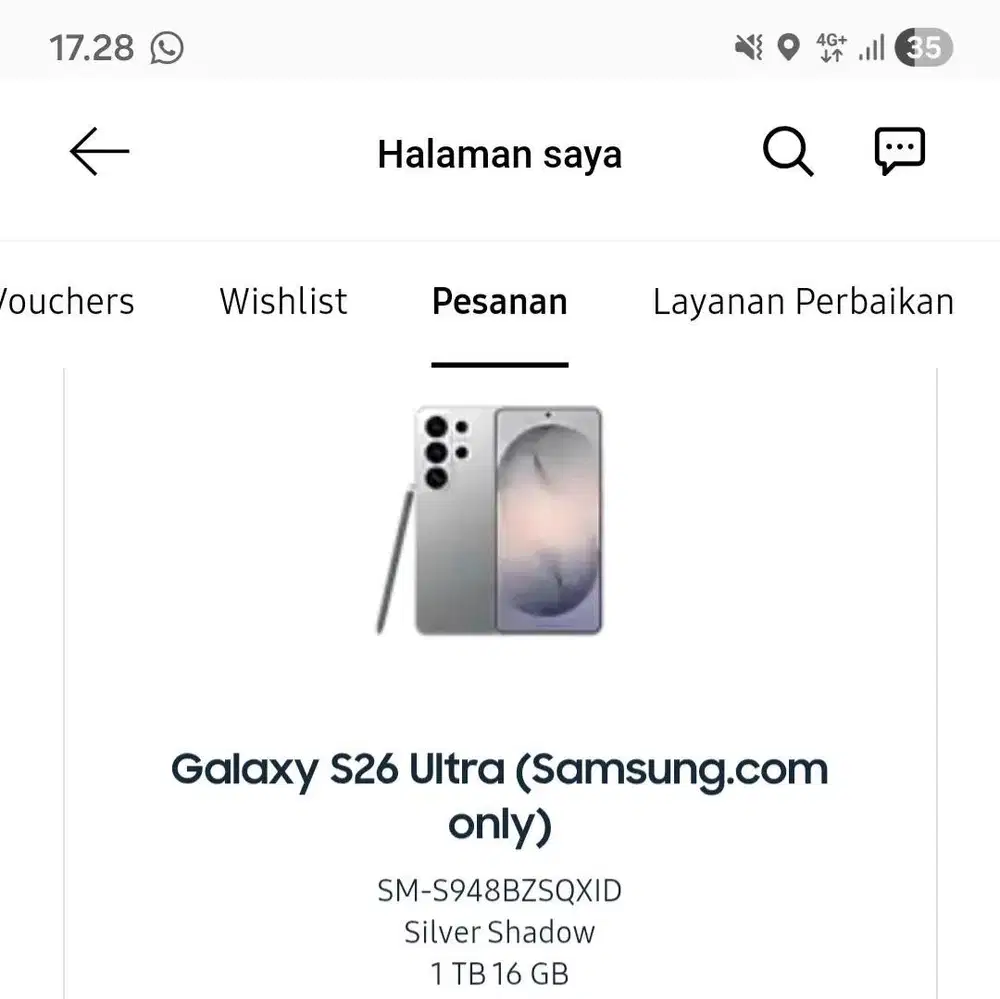 Samsung S26 Ultra 1TB Silver Shadow New Garansi Resmi SEIN 1 Tahun