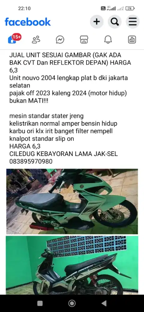 Nouvo 2004 B DKI SELATAN REFLEKTOR DEPAN dan bak cvt gada