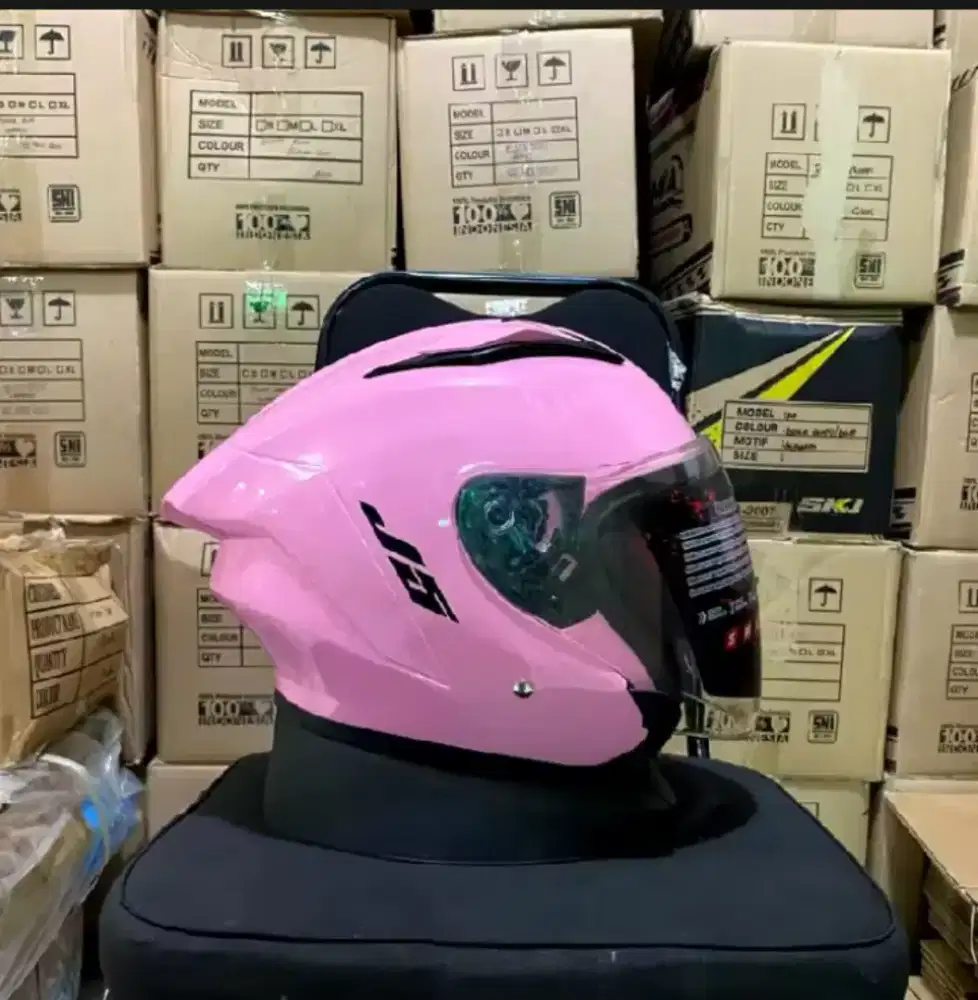 Helm Half Face Pria Wanita Dewasa J5 Single Visor Sni Premium Quality