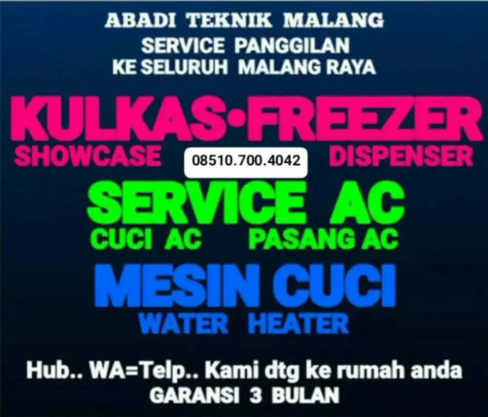 service kulkas ac(cuci ac-75) mesin cuci water heater servis panggilan