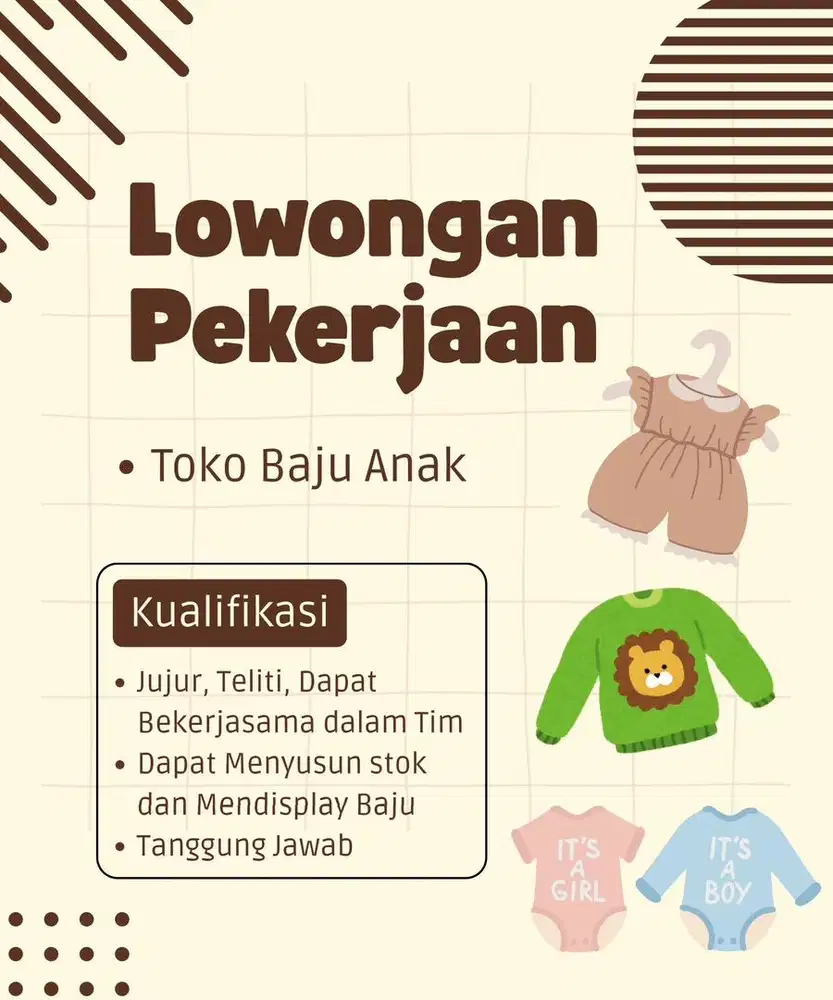 Dibutuhkan pekerja untuk toko baju