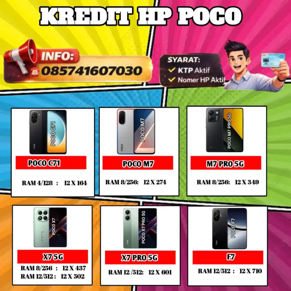 Kredit hp Poco tanpa DP