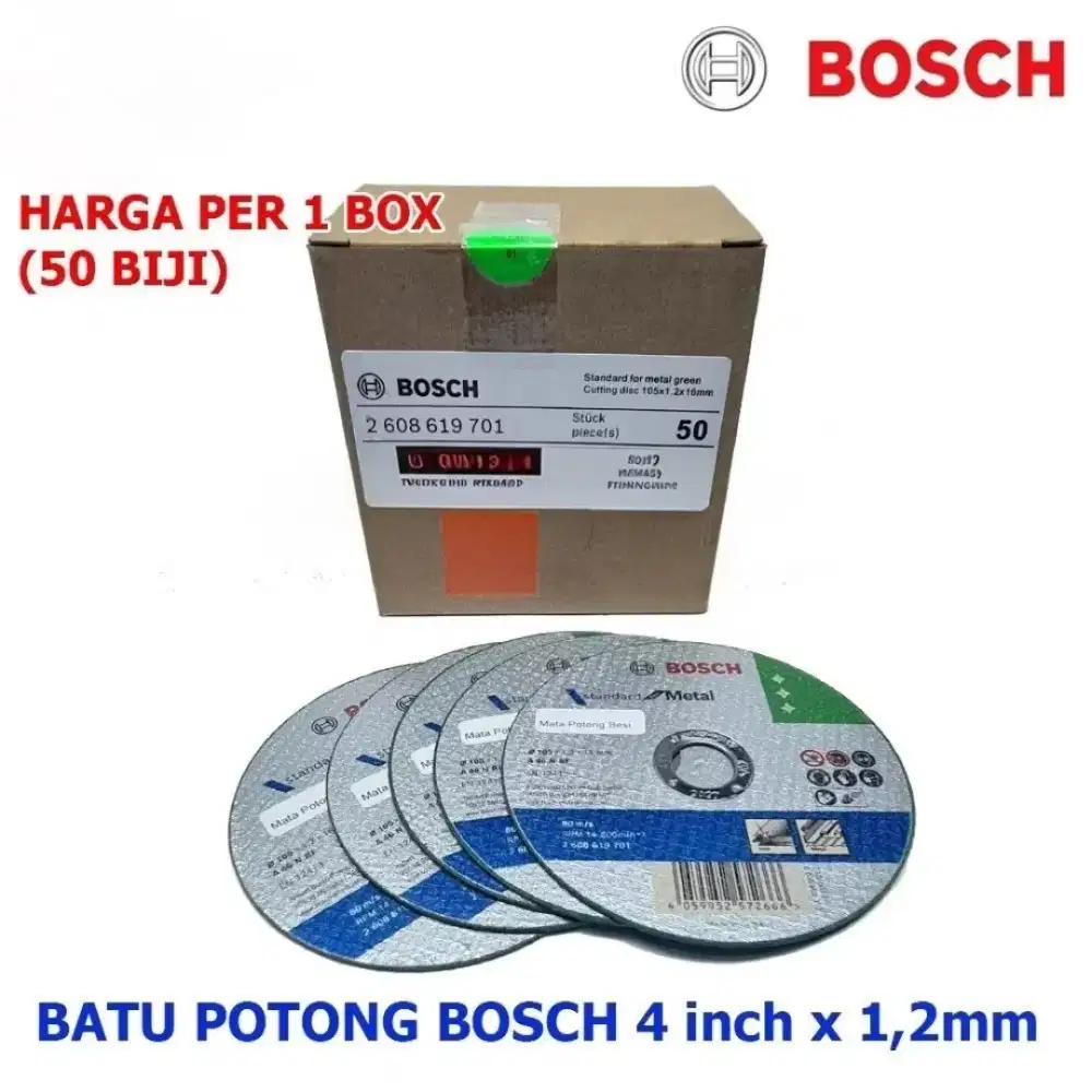 Batu Potong Mata Gerinda BOSCH 4inch x 1,2mm Pemotong Besi 50 Pcs