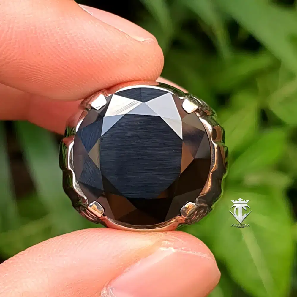 Batu Permata Natural Round Black Melanite Garnet 25.83 Ct NTE GRI Memo